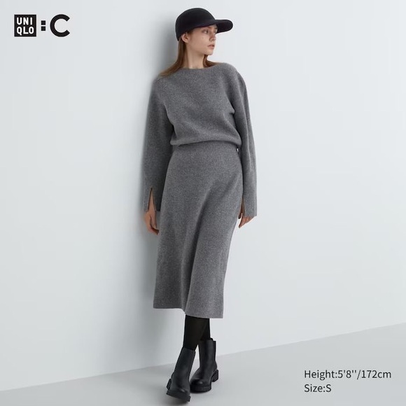 Boat Neck Long Sleeve Knit Dress Uniqlo - Picture 2 of 2